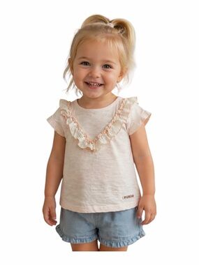 Hudson Jeans Toddler Girls Ruffle T-Shirt, Pink, Size 24 Months